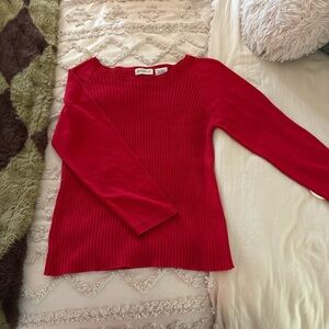 White Stag Red Ribbed Boatneck Sweater